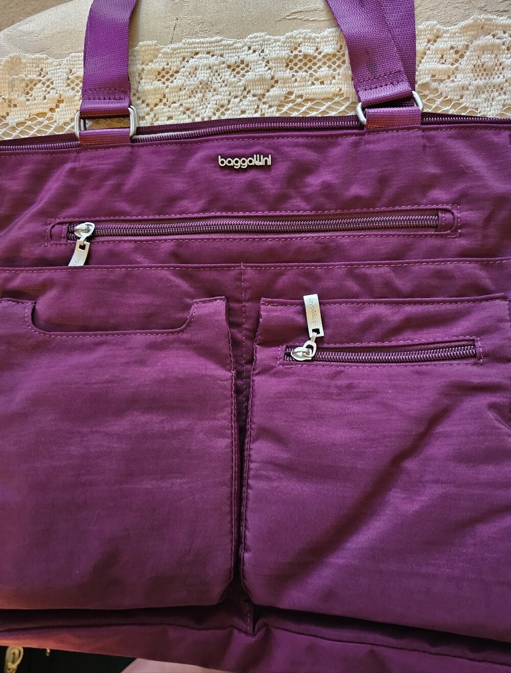 Baggallini Any Day Laptop Tote Purple RFID Water-Resistant Fits 15in Laptop NWOT